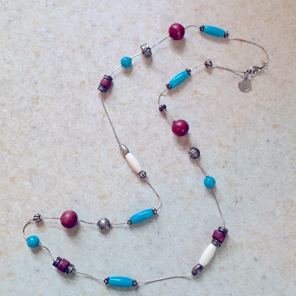 Vintage Anne Klein Silver Tone Beaded Necklace